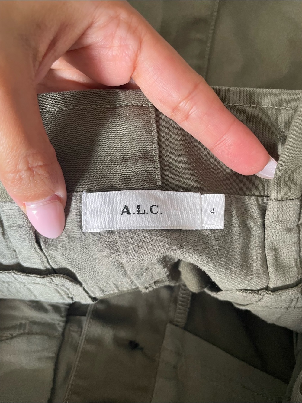 A.L.C. Olive Green Paperbag Waist Belted Pants Size 4 - Picture 6 of 6
